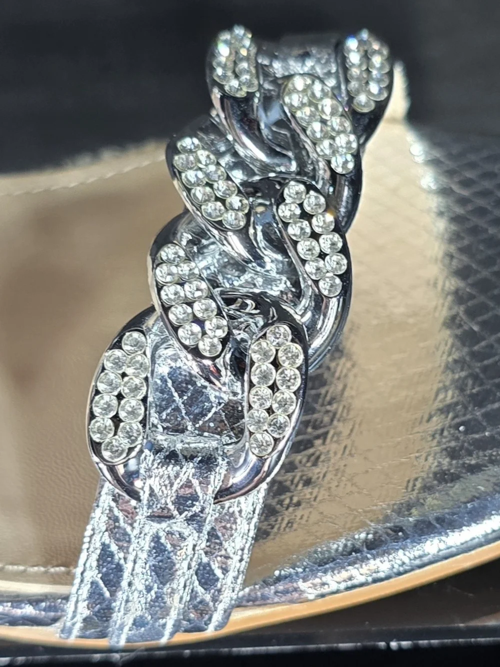 Silver Crystal-Embellished Strappy Heels - Women's Dress Sandals